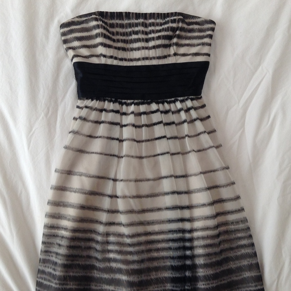 BCBG Black and White Strapless Cocktail Dress